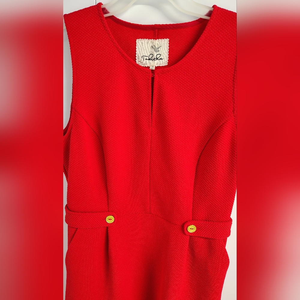 ANTHROPOLOGIE TABITHA *NEW* SZ 10 RED HOT 🌶️ CHILI SHEATH CAREER EVENING DRESS - Picture 2 of 6